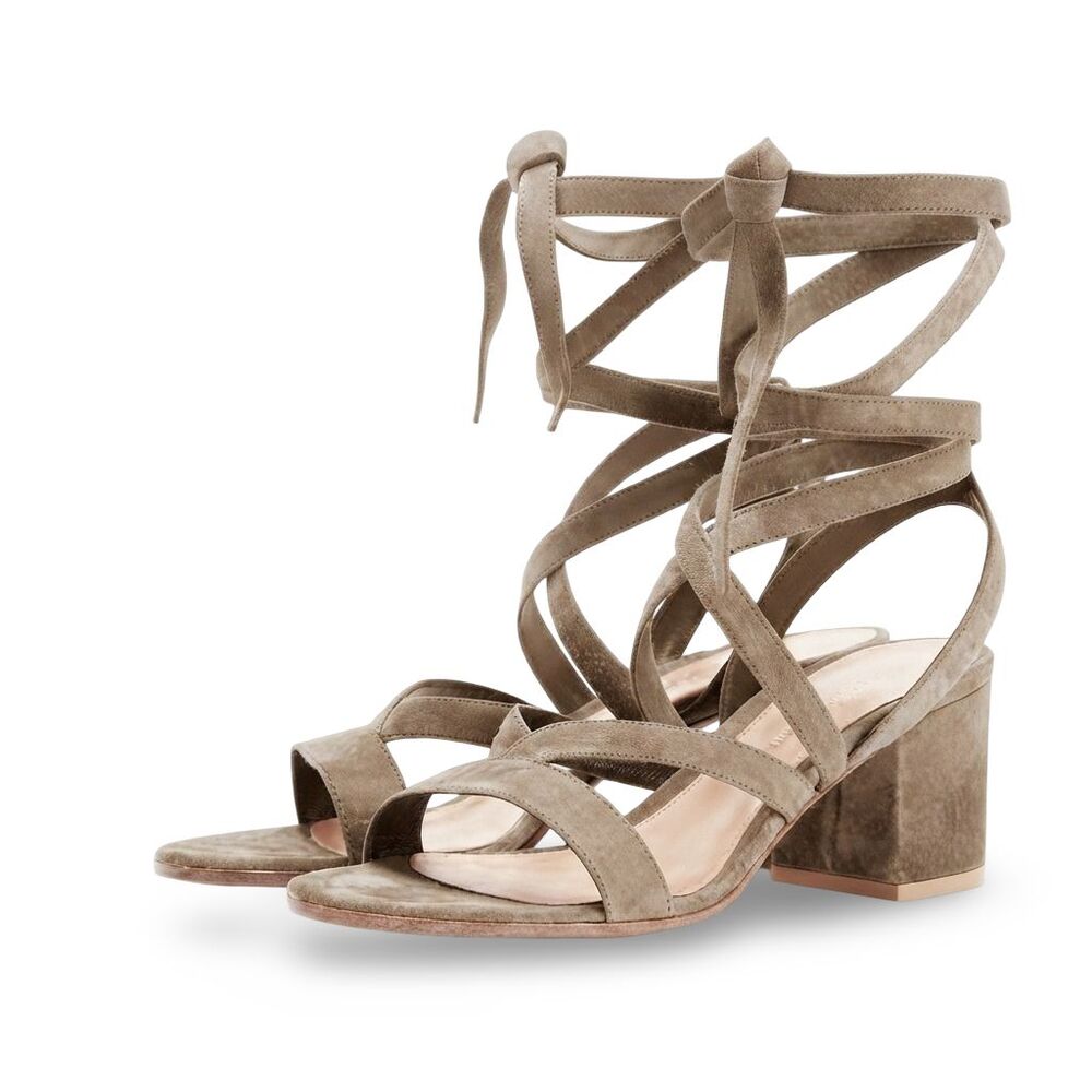 Gianvito Rossi Women's 8.5 Janis 60 Low Suede Lace-Up Sandals EU 38.5 MSRP $795